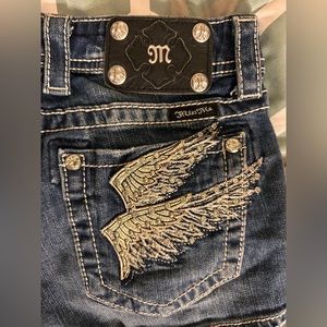 Miss Me Angel Wings Denim Shorts